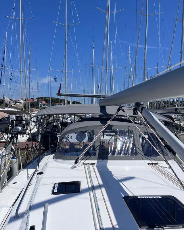 Deck of Tesorino, a Bavaria Cruiser 46 Style sailboat at Grad Pula, Croatia