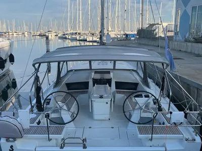 Exterior view of Thunderball (A/C inc.), a Beneteau Oceanis 46.1 sailboat at Tonnarella, Italy