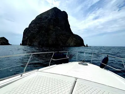 Deck of Ludos, a Gulet Conam 58S motor yacht at Tropea, Italy