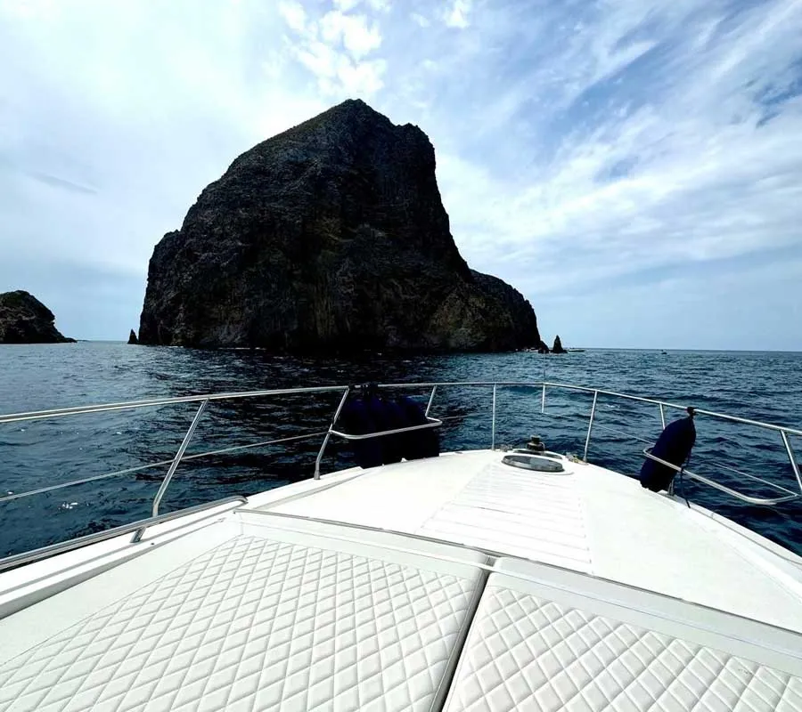 Deck of Ludos, a Gulet Conam 58S motor yacht at Tropea, Italy