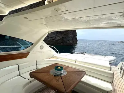 Deck of Ludos, a Gulet Conam 58S motor yacht at Tropea, Italy