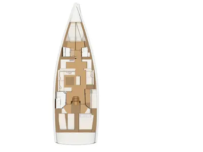 Floor plan of Captain Redbeard, a Dufour 520 Grand Large sailboat at Kalkara, Malta