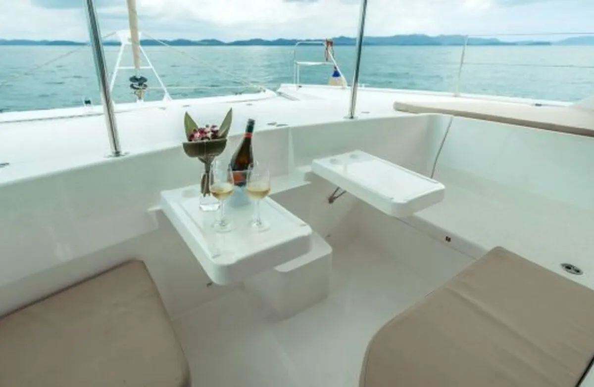 Deck of Shangri-La, a Leopard 44 catamaran at Marmaris, Turkey