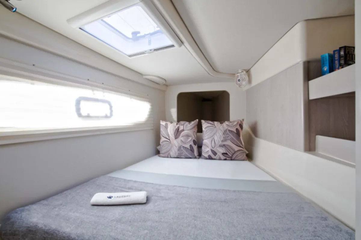 Cabin on Shangri-La, a Leopard 44 catamaran at Marmaris, Turkey