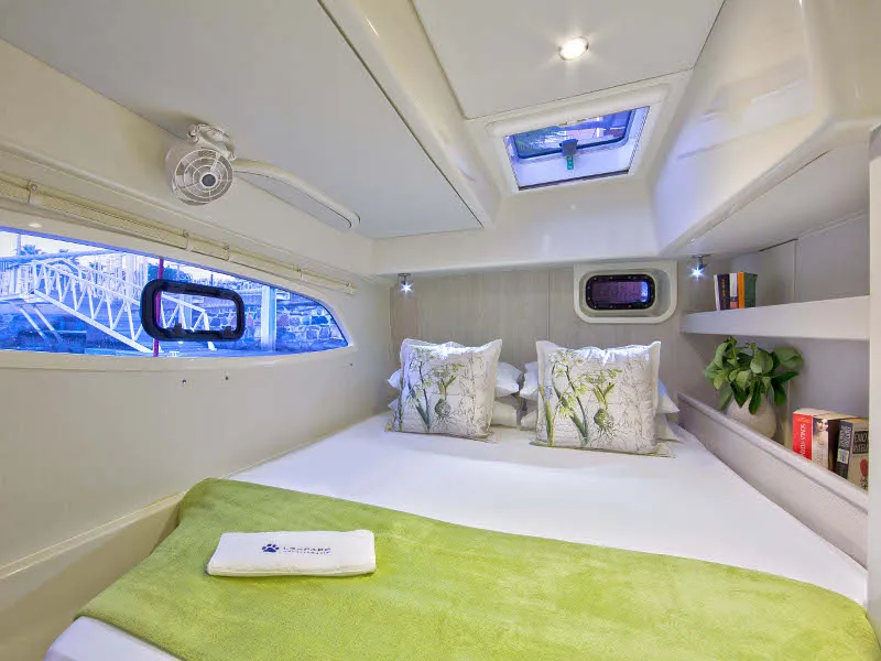 Cabin on Shangri-La, a Leopard 44 catamaran at Marmaris, Turkey