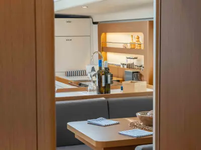 Galley of Titanium Star, a Beneteau First Yacht 53 sailboat at Lavrion, Greece