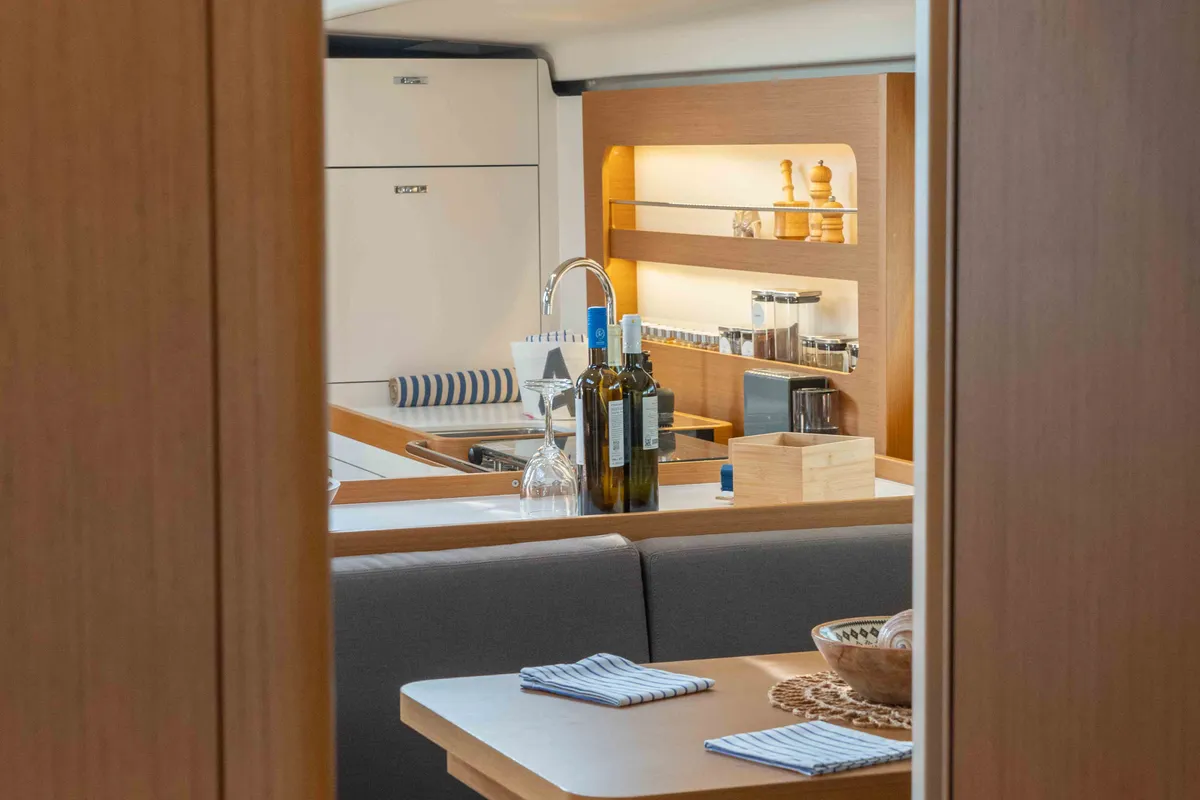 Galley of Titanium Star, a Beneteau First Yacht 53 sailboat at Lavrion, Greece