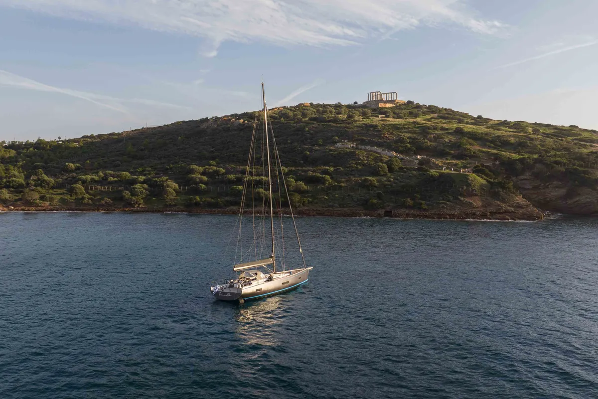 Exterior view of Titanium Star, a Beneteau First Yacht 53 sailboat at Lavrion, Greece