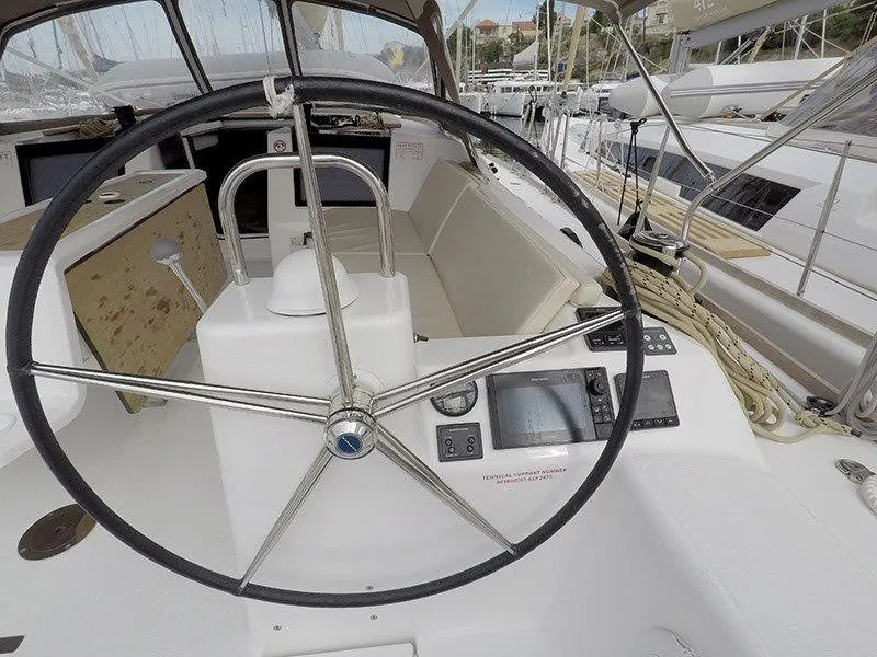 Cockpit of Private dancer II, a Dufour 460 GL sailboat at Grad Šibenik, Croatia