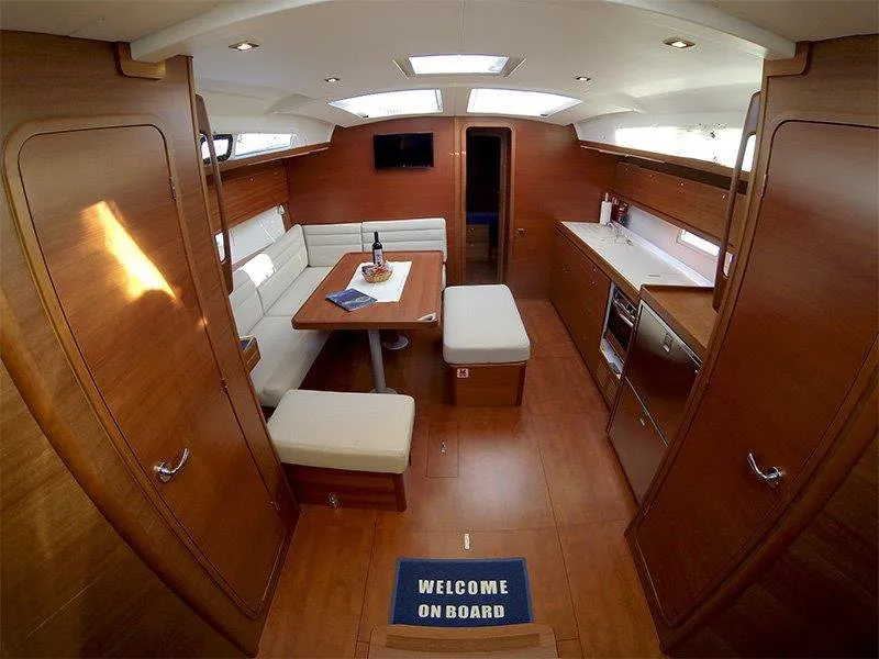 Salon of Private dancer II, a Dufour 460 GL sailboat at Grad Šibenik, Croatia