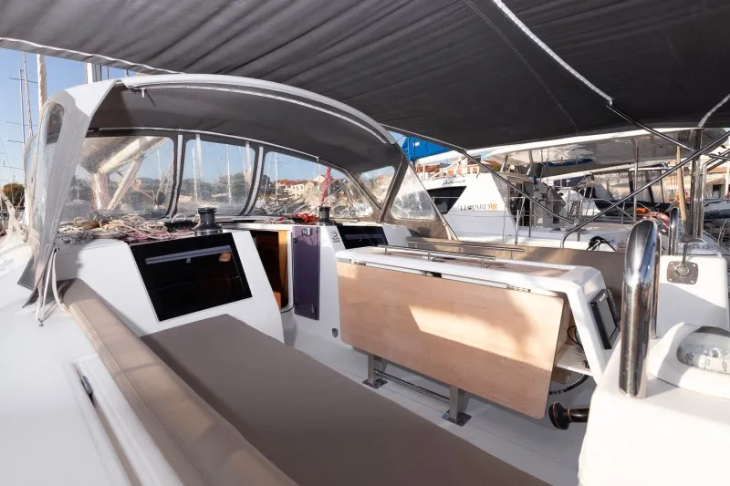 Cockpit of Private dancer II, a Dufour 460 GL sailboat at Grad Šibenik, Croatia