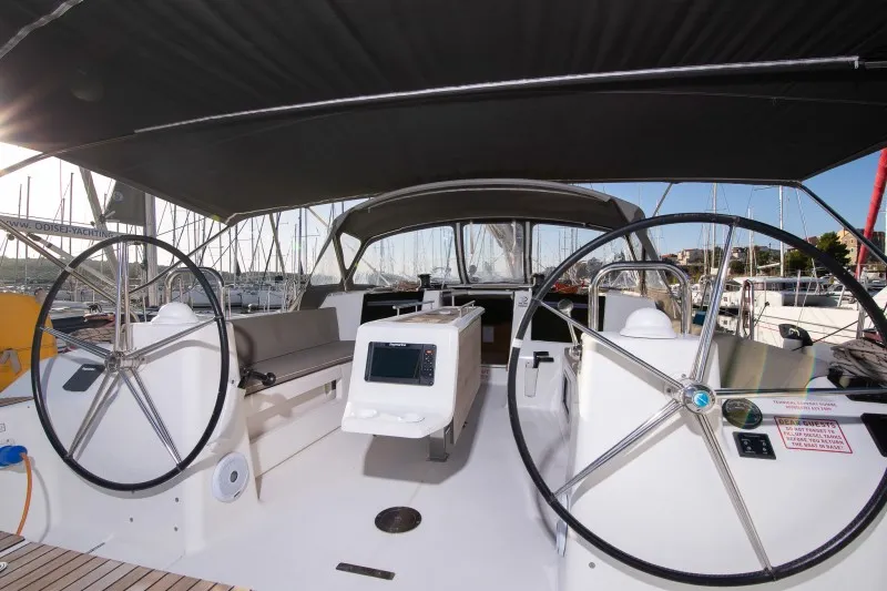 Cockpit of Private dancer II, a Dufour 460 GL sailboat at Grad Šibenik, Croatia