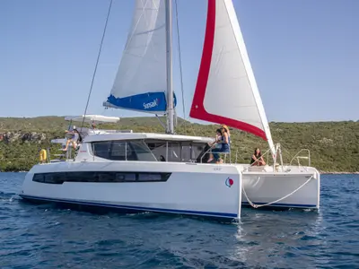 Exterior view of Sunsail 454L Classic, a Leopard 45 catamaran at Pa Khlok, Thailand