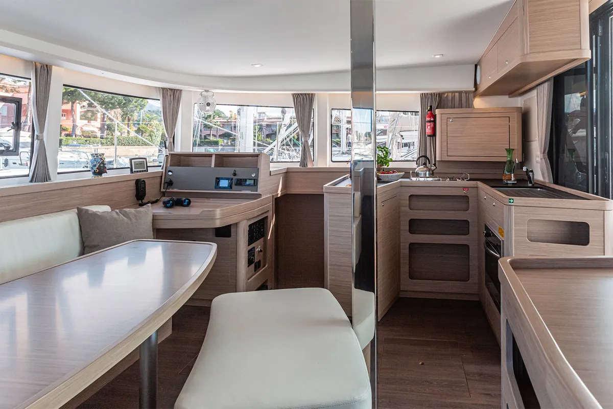 Salon of Almalù, a Lagoon 42 catamaran at Tonnarella, Italy