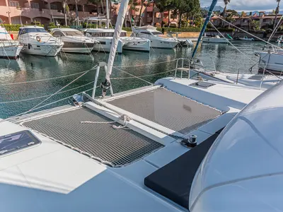 Deck of Almalù, a Lagoon 42 catamaran at Tonnarella, Italy