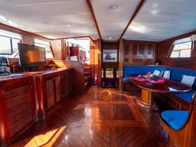 Salon of Capricorn 1, a Custom Made Capricorn 1 motor yacht at Athens, Greece