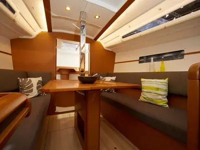 Salon of Sam, a Jeanneau Sun Odyssey 349 sailboat at Flensburg, Germany