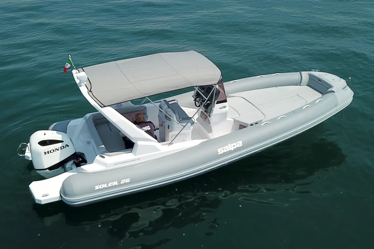 Exterior view of Salpa, a Salpa Soleil 26 motorboat at Grad Vodice, Croatia