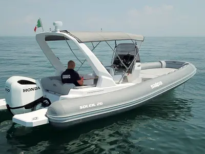 Exterior view of Salpa, a Salpa Soleil 26 motorboat at Grad Vodice, Croatia