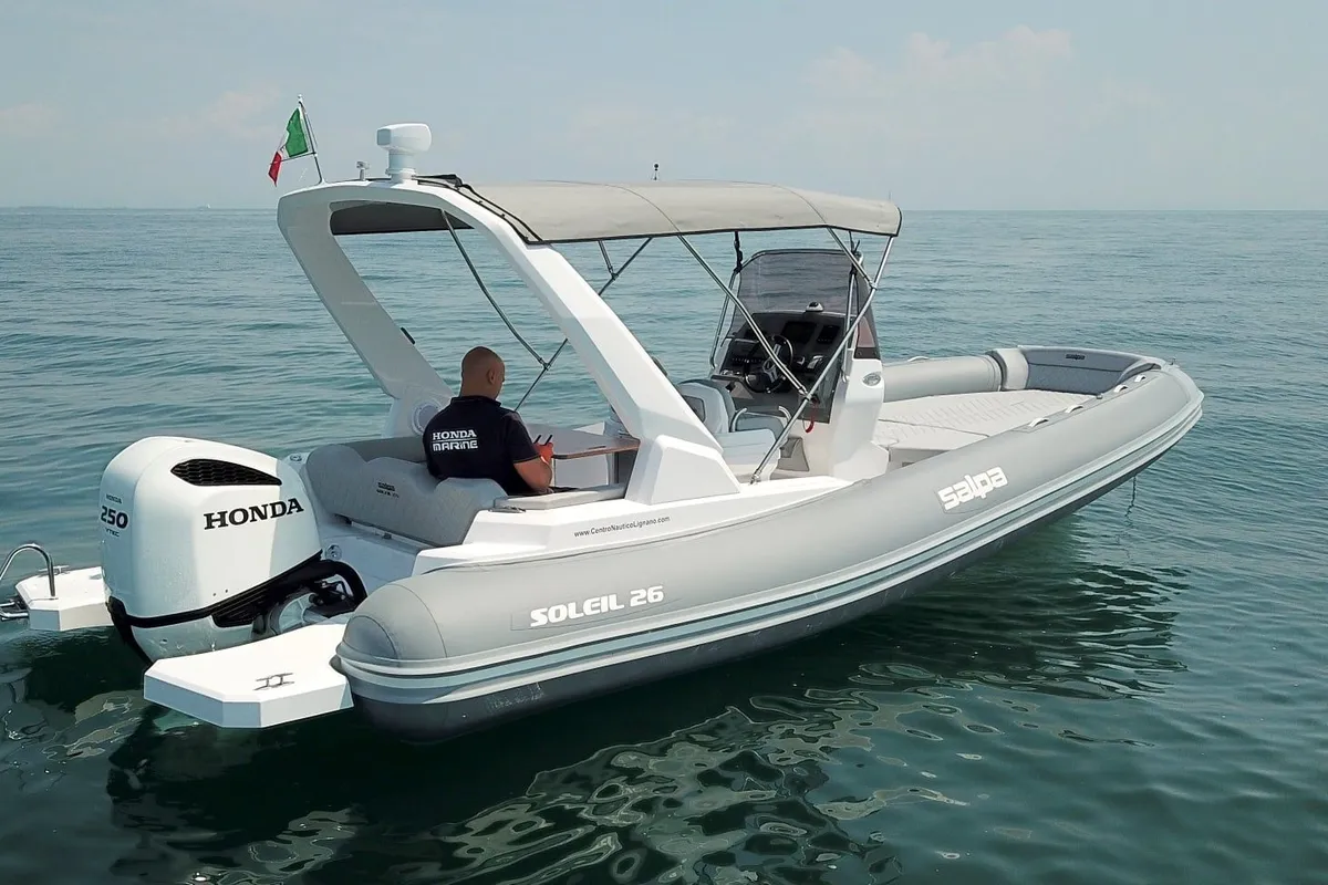 Exterior view of Salpa, a Salpa Soleil 26 motorboat at Grad Vodice, Croatia