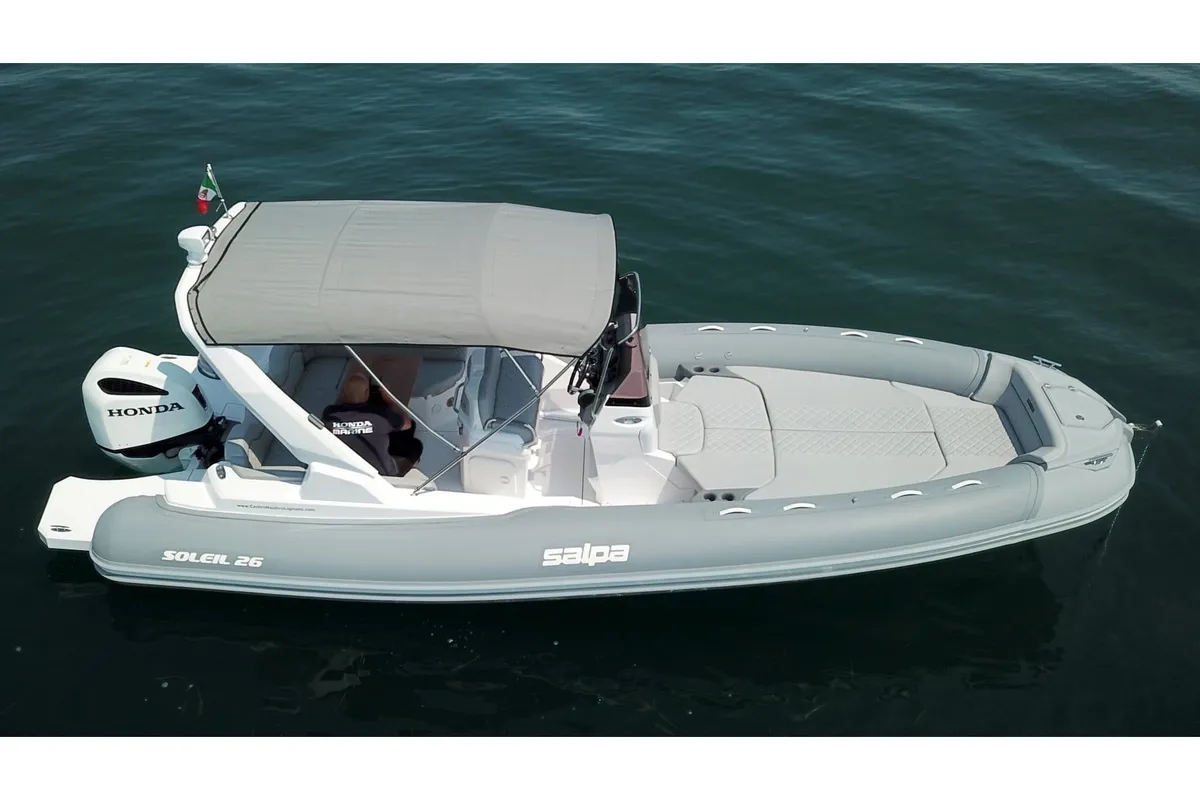 Deck of Salpa, a Salpa Soleil 26 motorboat at Grad Vodice, Croatia