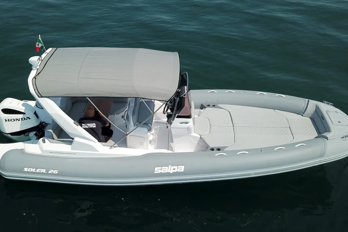 Deck of Salpa, a Salpa Soleil 26 motorboat at Grad Vodice, Croatia