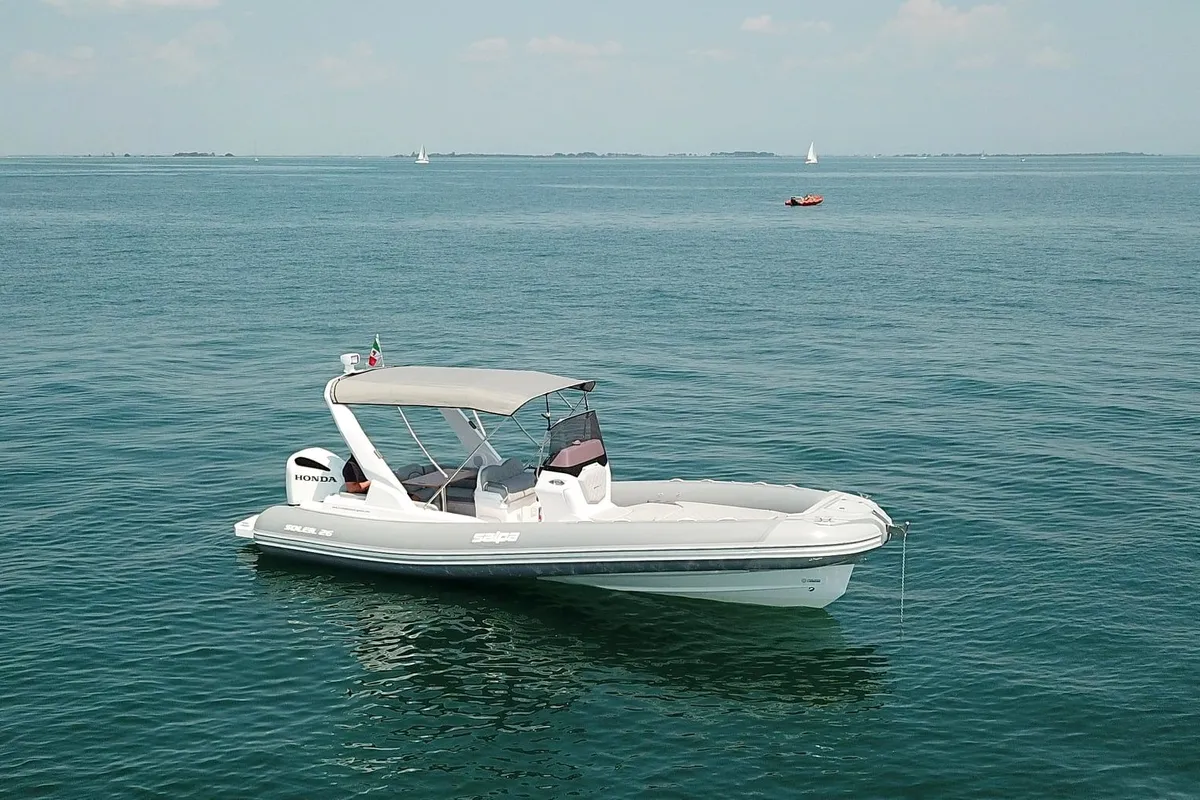 Exterior view of Salpa, a Salpa Soleil 26 motorboat at Grad Vodice, Croatia