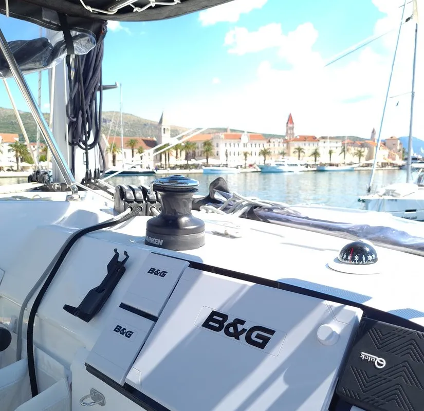 Deck of Sailing Point, a Lagoon 40 catamaran at Split, Croatia