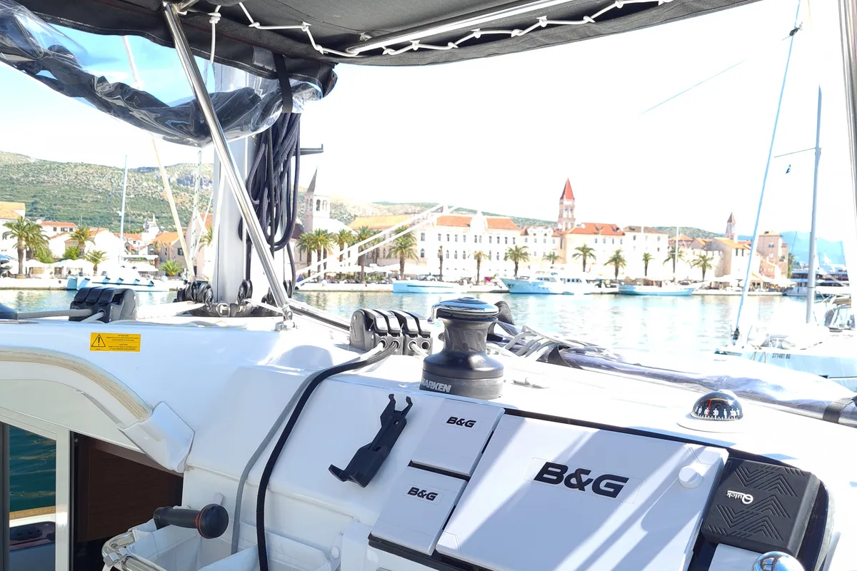 Cockpit of Sailing Point, a Lagoon 40 catamaran at Split, Croatia