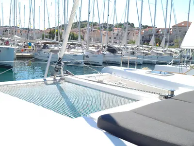 Deck of Sailing Point, a Lagoon 40 catamaran at Split, Croatia