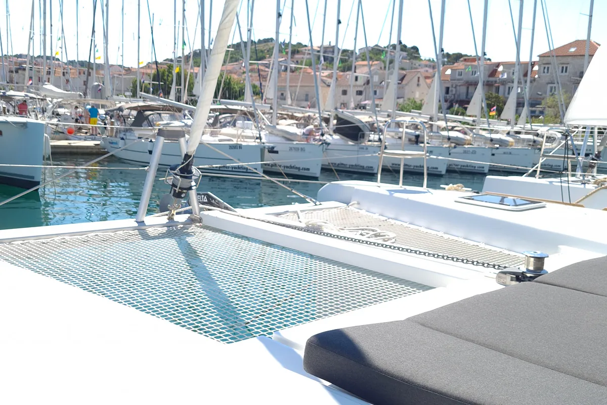 Deck of Sailing Point, a Lagoon 40 catamaran at Split, Croatia