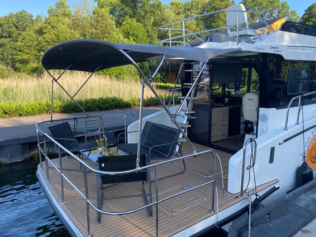 Fleesenqueen One, a Cobra Yachts Futura 40 Grand Horizon motor yacht at Göhren-Lebbin, Germany