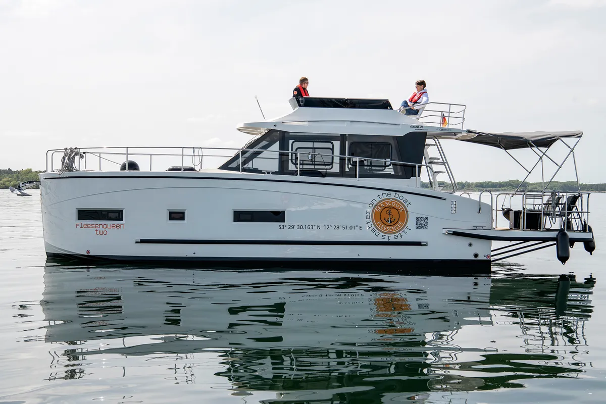Fleesenqueen One, a Cobra Yachts Futura 40 Grand Horizon motor yacht at Göhren-Lebbin, Germany