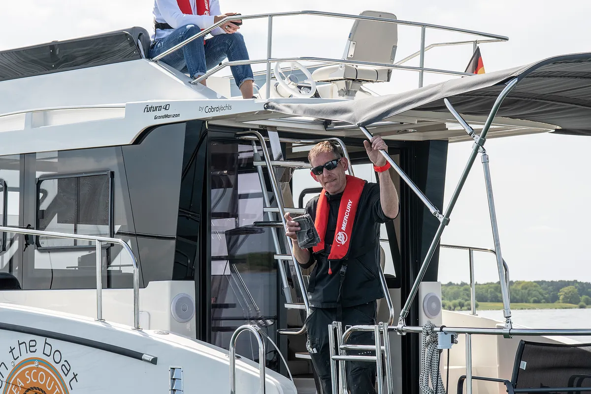 Fleesenqueen One, a Cobra Yachts Futura 40 Grand Horizon motor yacht at Göhren-Lebbin, Germany