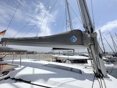 Deck of Laja, a Fountaine Pajot Isla 40 catamaran at Palma de Mallorca, Spain