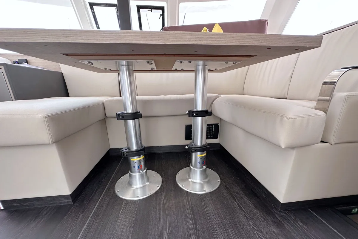 Salon of Laja, a Fountaine Pajot Isla 40 catamaran at Palma de Mallorca, Spain