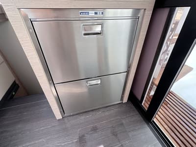 Galley of Laja, a Fountaine Pajot Isla 40 catamaran at Palma de Mallorca, Spain