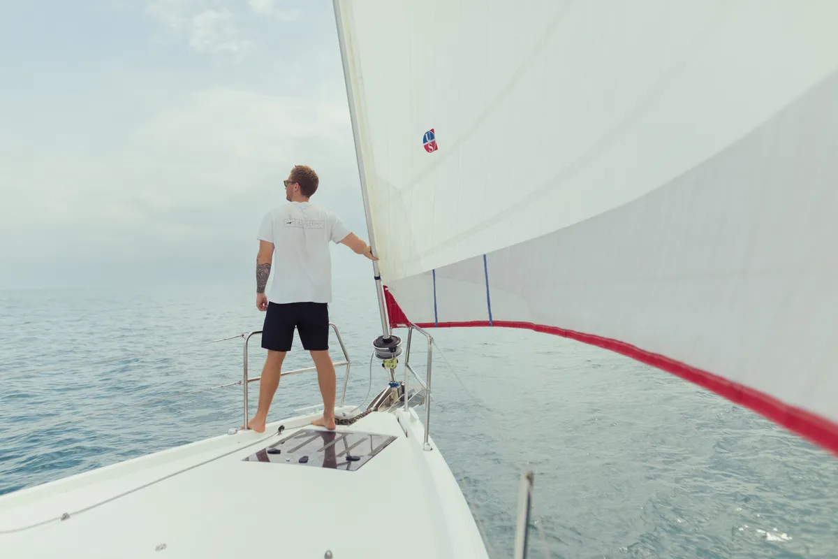 Exterior view of Sunsail 44 SO Classic, a Jeanneau Sun Odyssey 440 sailboat at Municipal Unit of Lefkada, Greece