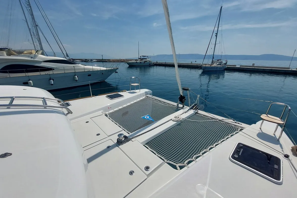 Exterior view of Paco, a Lagoon 40 catamaran at Novi Vinodolski, Croatia
