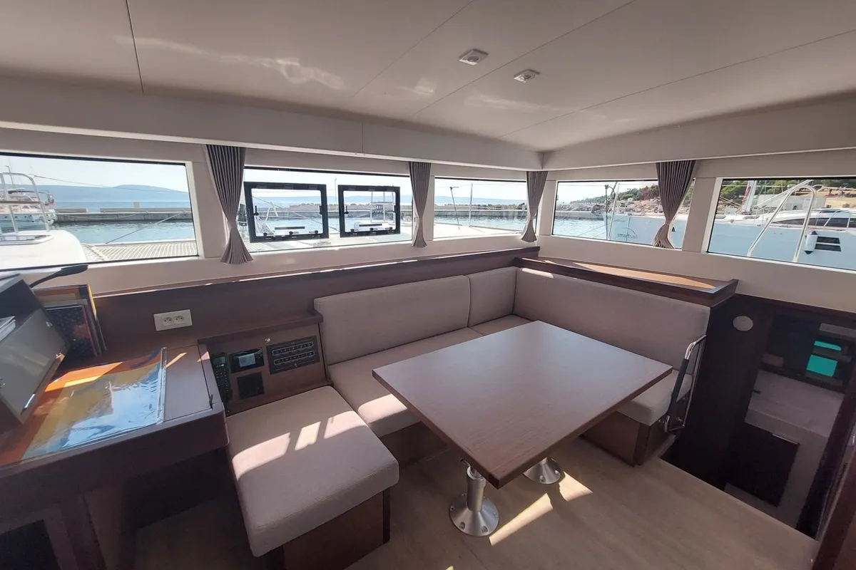 Salon of Paco, a Lagoon 40 catamaran at Novi Vinodolski, Croatia