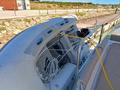 Deck of BETA, a Bali 4.2 catamaran at Capo d'Orlando, Italy