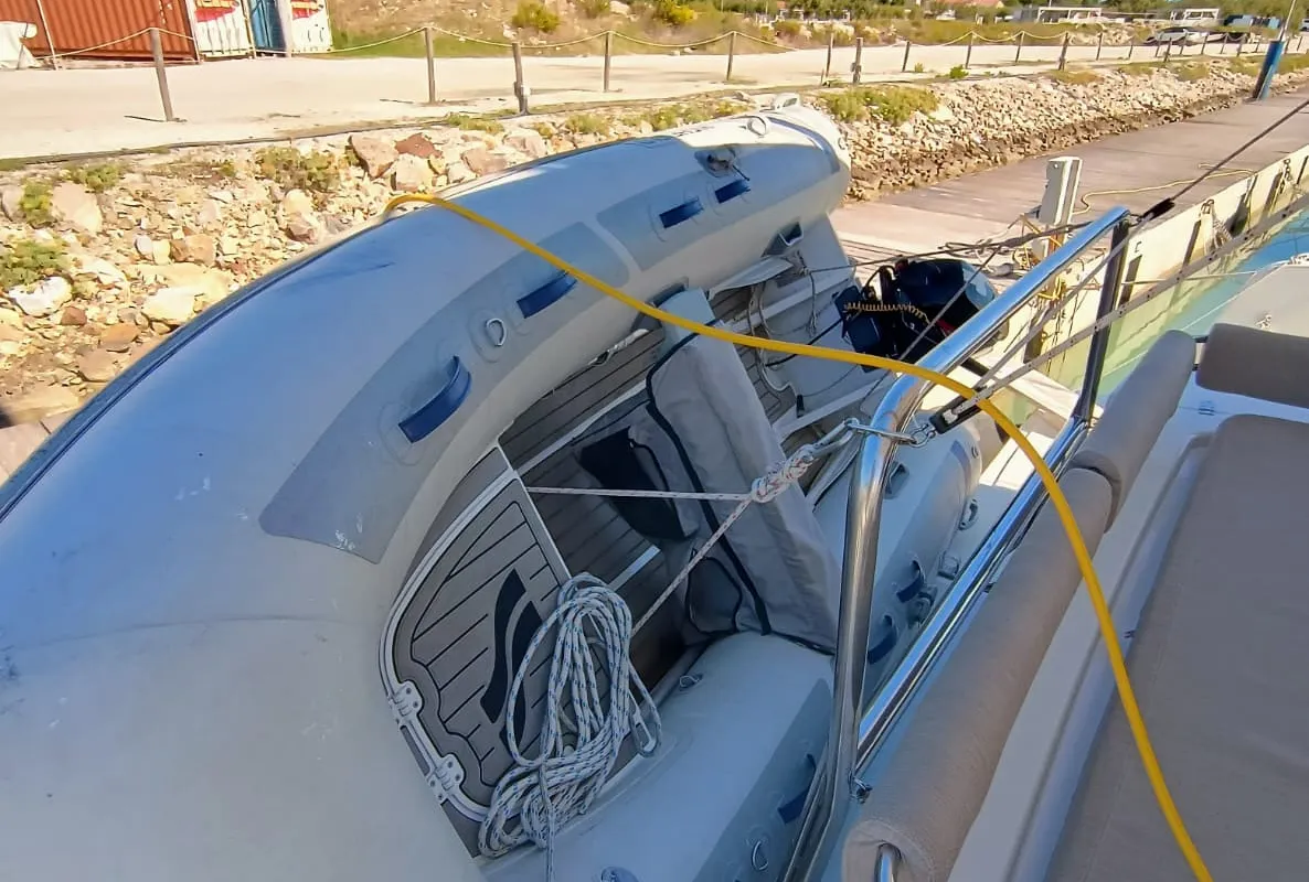 Deck of BETA, a Bali 4.2 catamaran at Capo d'Orlando, Italy