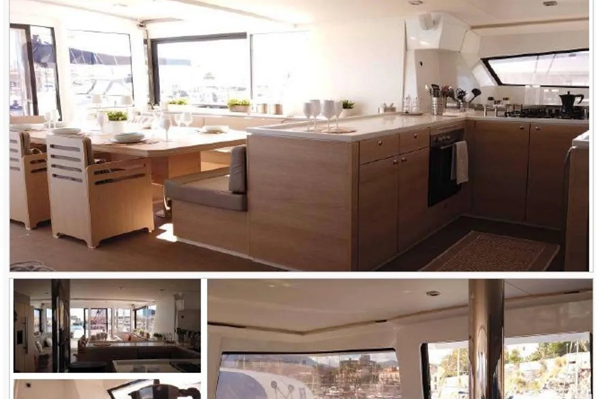 Galley of Osteodes, a Bali 5.4 catamaran at Olbia, Italy