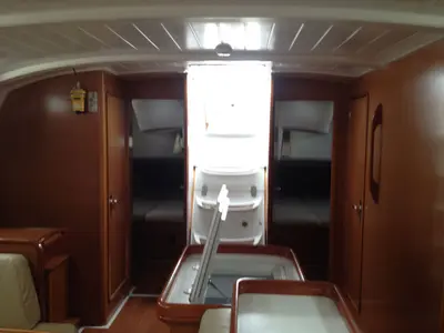 Salon of Triton, a Beneteau Cyclades 50.5 sailboat at Kontokali, Greece
