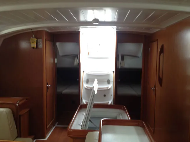 Salon of Triton, a Beneteau Cyclades 50.5 sailboat at Kontokali, Greece