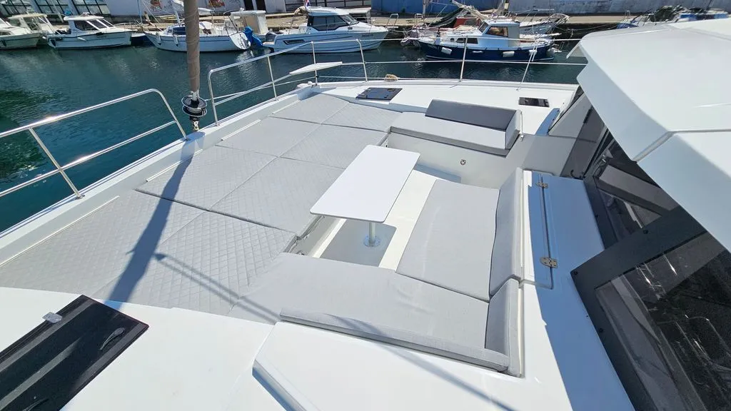 Deck of Stairway To Heaven, a Bali 4.2 catamaran at Zadar, Croatia