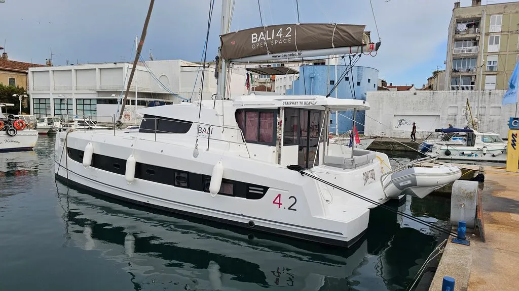 Exterior view of Stairway To Heaven, a Bali 4.2 catamaran at Zadar, Croatia