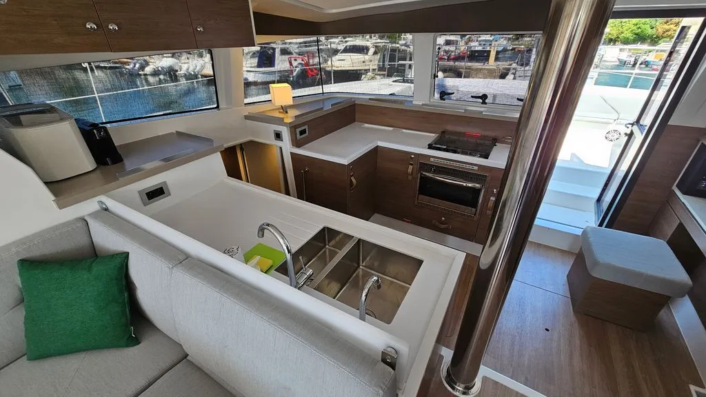 Galley of Stairway To Heaven, a Bali 4.2 catamaran at Zadar, Croatia