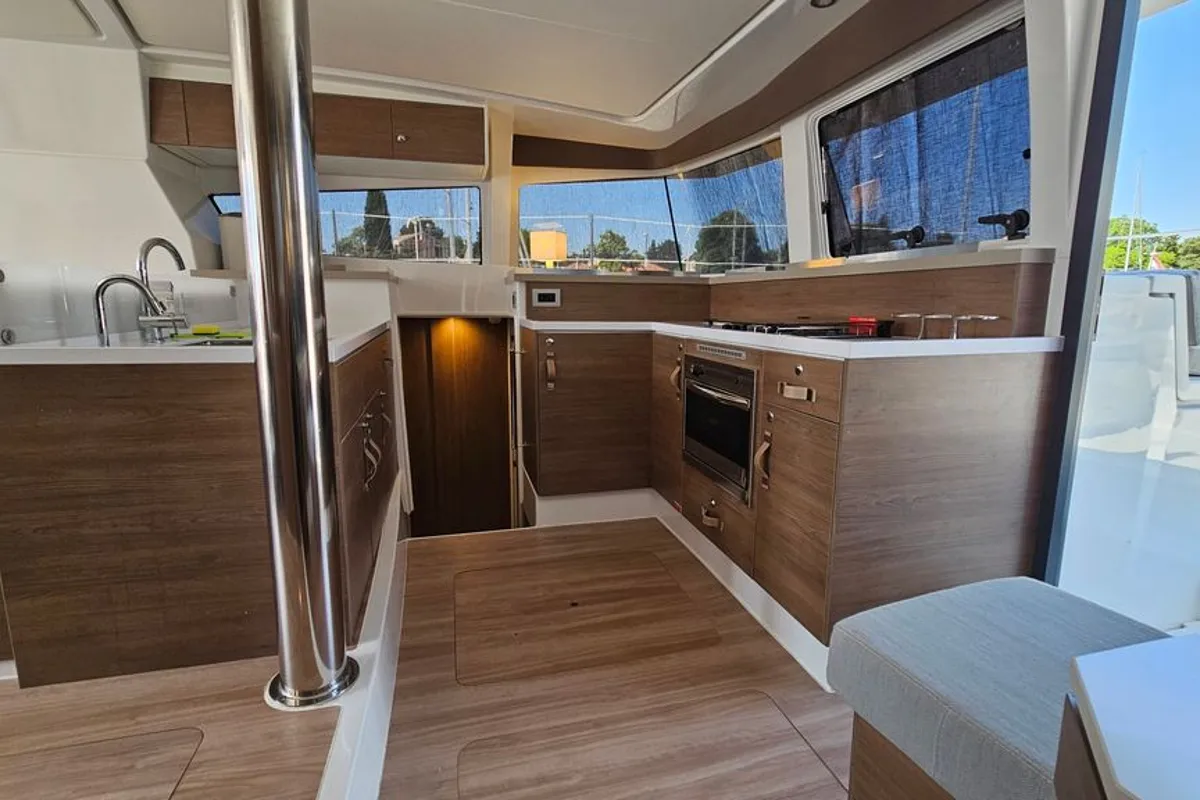 Galley of Stairway To Heaven, a Bali 4.2 catamaran at Zadar, Croatia