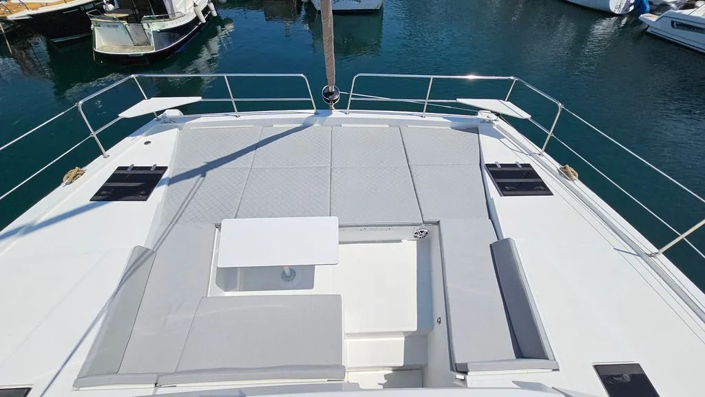 Deck of Stairway To Heaven, a Bali 4.2 catamaran at Zadar, Croatia